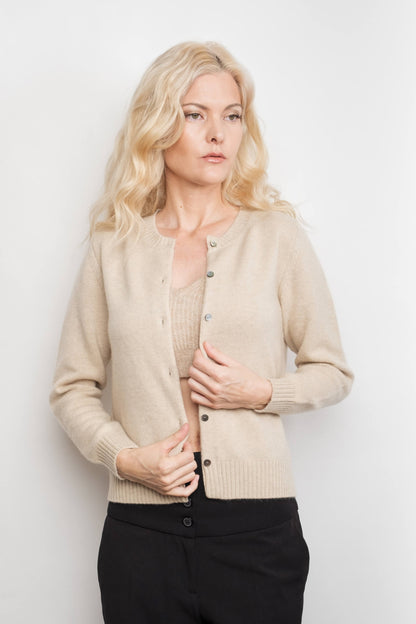 Heritage Golfer Cashmere Knitted Cardigan - Beige