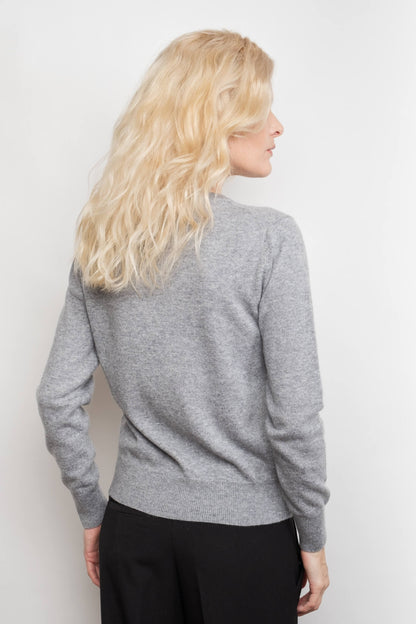 Signature Metro Cashmere Rib V-Neck Sweater - Grey