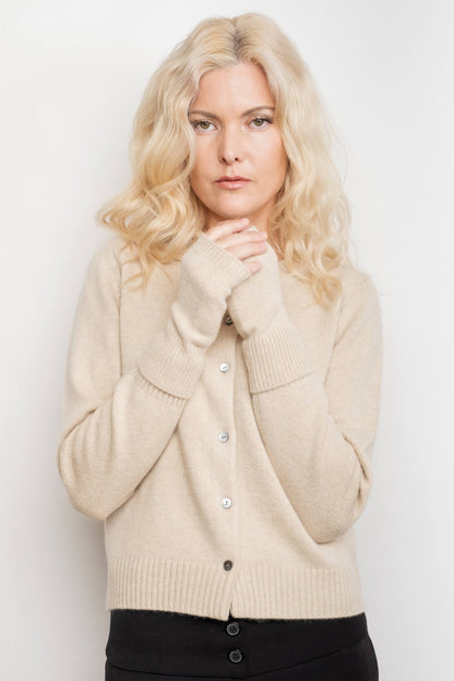 Cashmere Fingerless Gloves Mittens - Beige