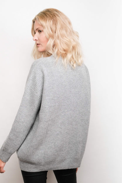 Luxe Relaxed Fit Cashmere Cardigan - Grey