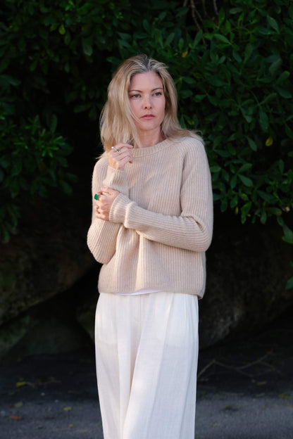 Heritage Fisherman Cashmere Sweater - Beige