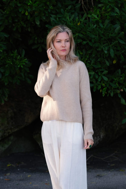 Heritage Fisherman Cashmere Sweater - Beige