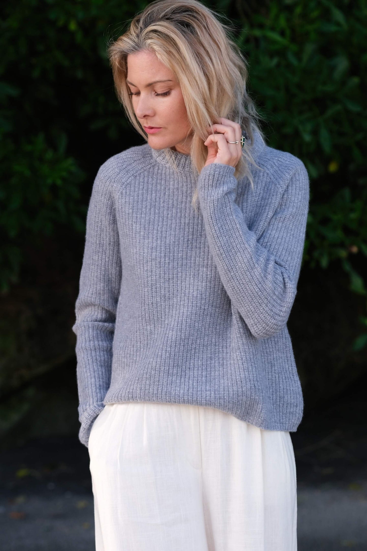 Heritage Fisherman Cashmere Sweater - Grey