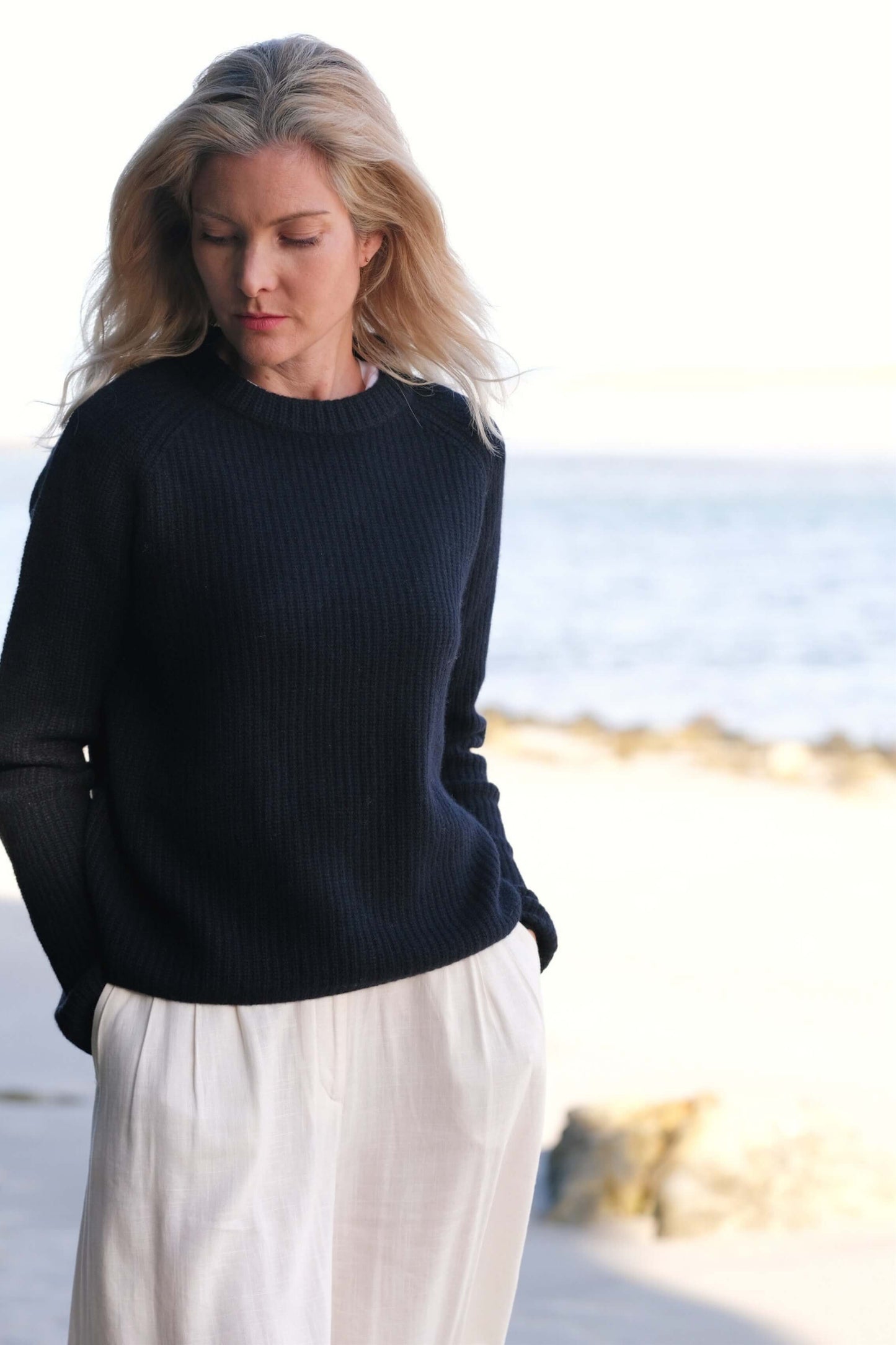 Heritage Fisherman Cashmere Sweater - Black
