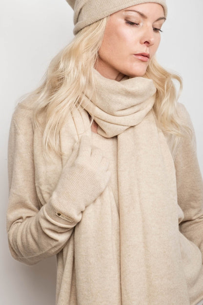 Cashmere Fine Knit Gloves - Beige