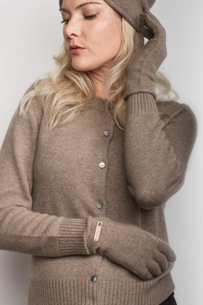 Cashmere Fine Knit Gloves - Chestnut