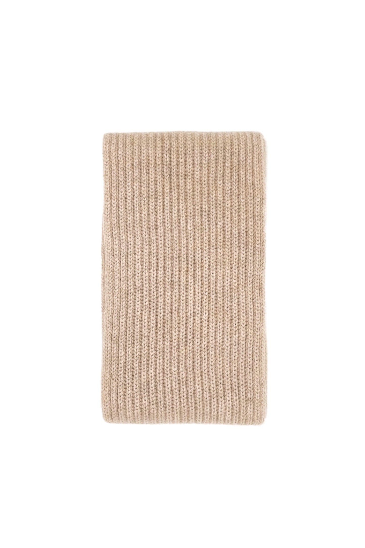 Slim Ribbed Cashmere Long Scarf - Beige