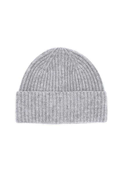 Cashmere Unisex Striped Beanie - Grey