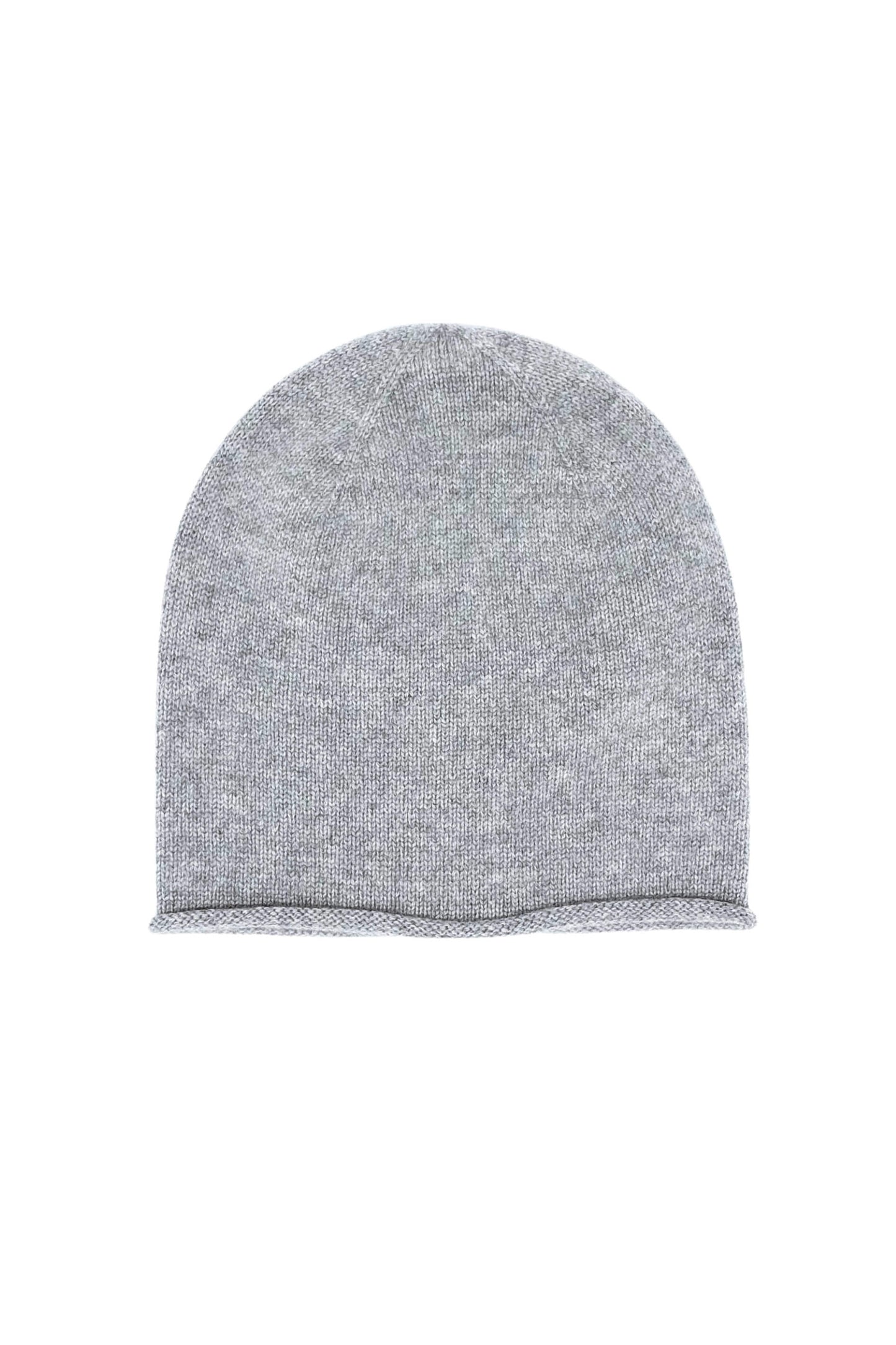 Cashmere Unisex Roll-Edge Beanie - Grey