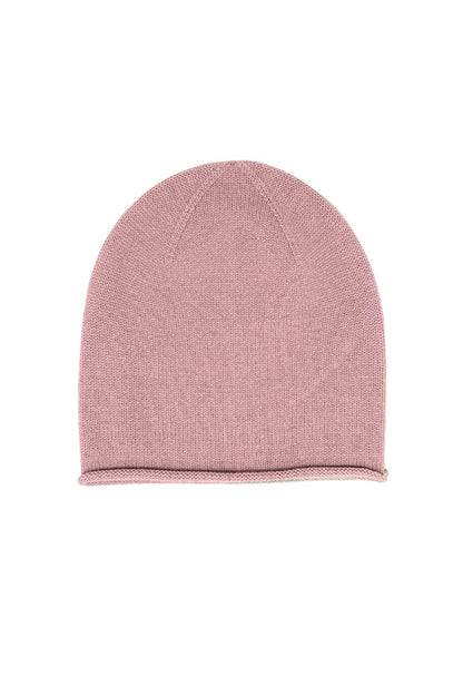 Cashmere Unisex Roll-Edge Beanie - Dusty Rose
