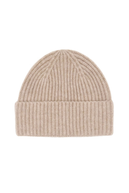Cashmere Unisex Striped Beanie - Beige